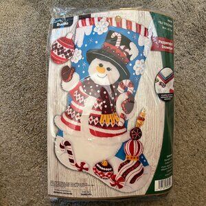 Bucilla Felt Stocking Kit Peppermint Snowman New 89610E